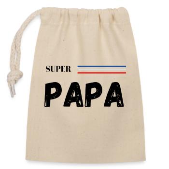 super papa - t-shirt assorti - Sac cadeau en coton avec cordon (14 x 20 cm) - nature - Devant