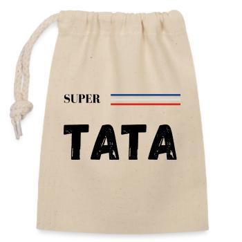 super tata - t-shirt assorti - Sac cadeau en coton avec cordon (14 x 20 cm) - nature - Devant