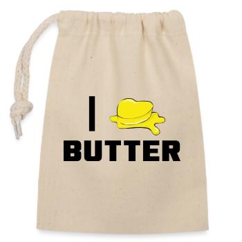 Ich liebe Butter - Verschließbarer Geschenkbeutel aus Baumwolle (14x20cm) - Natur - Vorne