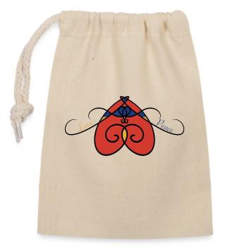 Love and peace - Closable cotton gift bag (14x20cm) - nature - Front