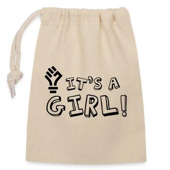 Grossesse Baby shower Babyshower Boy Girl - Sac cadeau en coton avec cordon (14 x 20 cm) - nature - Devant