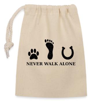 Never walk alone black - Closable cotton gift bag (14x20cm) - nature - Front
