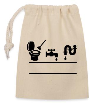 Clogged toilet, leaking faucet - Closable cotton gift bag (14x20cm) - nature - Front