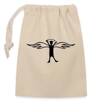 Angel - Closable cotton gift bag (14x20cm) - nature - Front