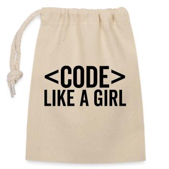 Codez comme une fille - Sac cadeau en coton avec cordon (14 x 20 cm) - nature - Devant