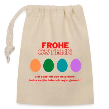 Rohe Oster Eier - Verschließbarer Geschenkbeutel aus Baumwolle (14x20cm) - Natur - Vorne