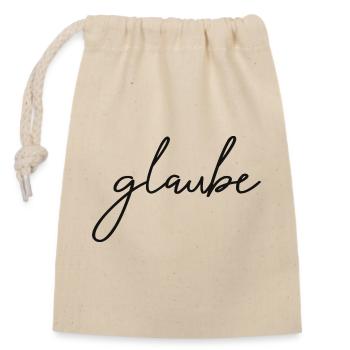 glaube - an dich - Verschließbarer Geschenkbeutel aus Baumwolle (14x20cm) - Natur - Vorne