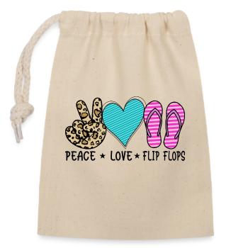 Peace Love - Closable cotton gift bag (14x20cm) - nature - Front