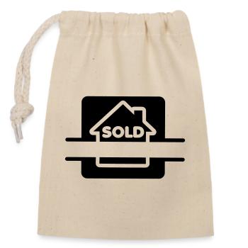 House sold sign logo - Closable cotton gift bag (14x20cm) - nature - Front