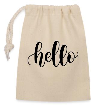 hello lettrage - Sac cadeau en coton avec cordon (14 x 20 cm) - nature - Devant