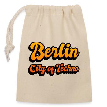 Berlin Stadt des Techno - Verschließbarer Geschenkbeutel aus Baumwolle (14x20cm) - Natur - Vorne
