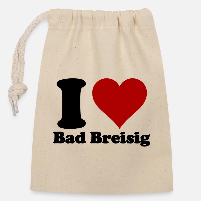 J’aime Bad Breisig - Sac cadeau en coton avec cordon (14 x 20 cm) - nature