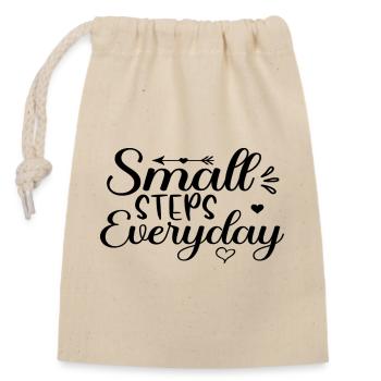 Small Steps Everyday - Closable cotton gift bag (14x20cm) - nature - Front