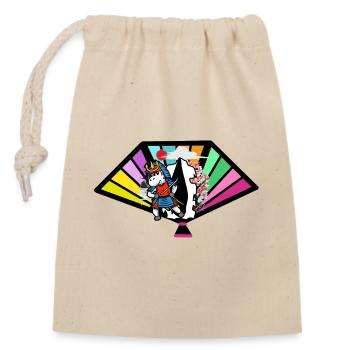 Japan Fan Unicorn Samurai Fantasy Kids Asia - Closable cotton gift bag (14x20cm) - nature - Front