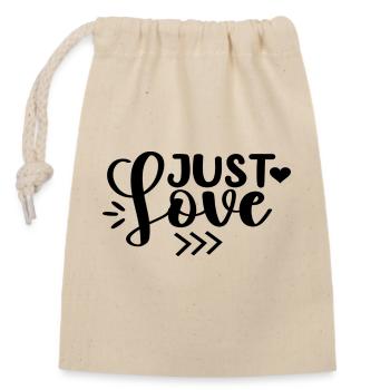 Just Love - Closable cotton gift bag (14x20cm) - nature - Front