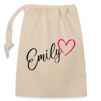 Emily Surname First Name Heart pink - Closable cotton gift bag (14x20cm) - nature - Front