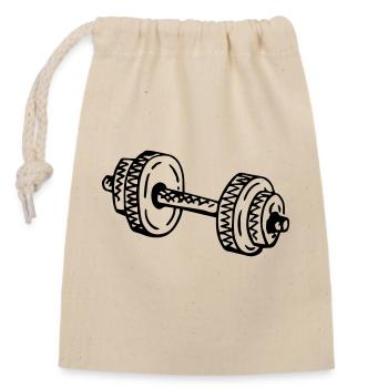 Hantel Fitness Krafttraining Gewichtheben - Verschließbarer Geschenkbeutel aus Baumwolle (14x20cm) - Natur - Vorne