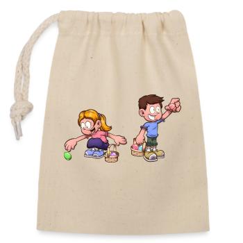 Kids Doing An Easter Egg Hunt - Closable cotton gift bag (14x20cm) - nature - Front