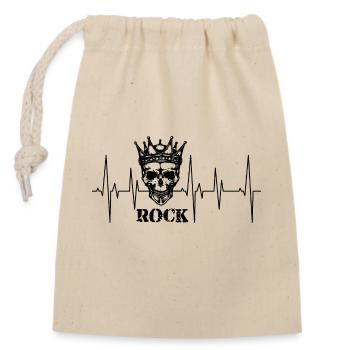 Herzschlag Rock n'Roll black - Verschließbarer Geschenkbeutel aus Baumwolle (14x20cm) - Natur - Vorne