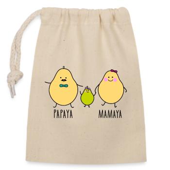 Papaya Familie - Verschließbarer Geschenkbeutel aus Baumwolle (14x20cm) - Natur - Vorne