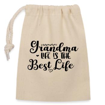 Grandma Life Is The Best Life - Verschließbarer Geschenkbeutel aus Baumwolle (14x20cm) - Natur - Vorne
