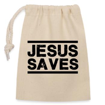 Jésus sauve - Sac cadeau en coton avec cordon (14 x 20 cm) - nature - Devant