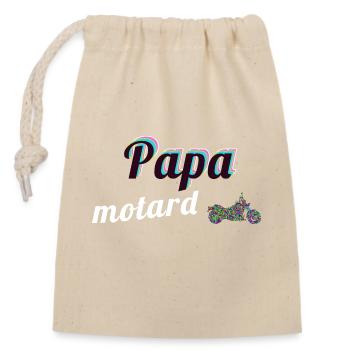 Papa motard - Sac cadeau en coton avec cordon (14 x 20 cm) - nature - Devant