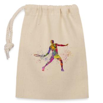 joueur de tennis - Sac cadeau en coton avec cordon (14 x 20 cm) - nature - Devant