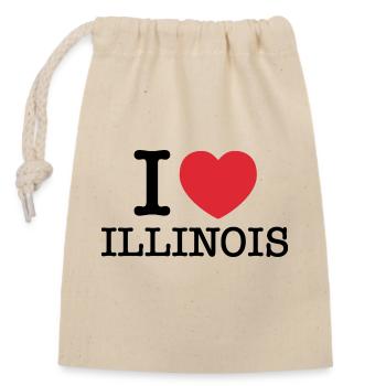 Ich liebe Illinois | Illinois | I Herz Illinois - Verschließbarer Geschenkbeutel aus Baumwolle (14x20cm) - Natur - Vorne