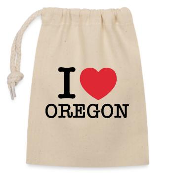Ich liebe Oregon | Oregon | I Heart Oregon - Verschließbarer Geschenkbeutel aus Baumwolle (14x20cm) - Natur - Vorne