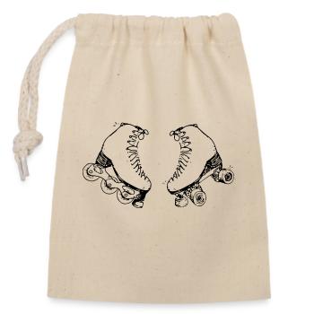 Double skates - Sac cadeau en coton avec cordon (14 x 20 cm) - nature - Devant