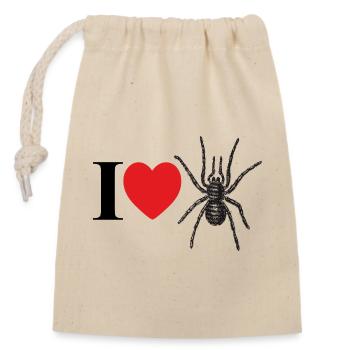 J’adore les araignées avec un cœur et une silhouette d’araignée - Sac cadeau en coton avec cordon (14 x 20 cm) - nature - Devant