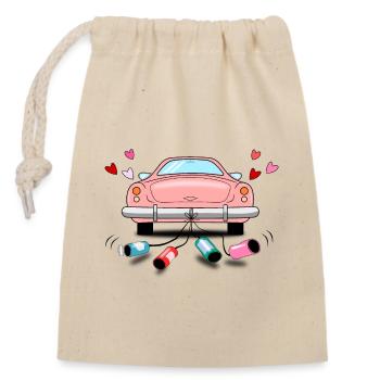 Wedding Car Pink Wedding - Closable cotton gift bag (14x20cm) - nature - Front