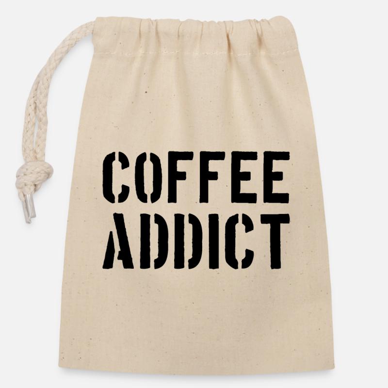 Coffee Addict pour les amateurs de café Coffee Addict - Sac cadeau en coton avec cordon (14 x 20 cm) - nature
