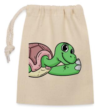 Turtle Greeting Greeting - Closable cotton gift bag (14x20cm) - nature - Front