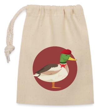 Très français portant un béret portant un canard - Sac cadeau en coton avec cordon (14 x 20 cm) - nature - Devant