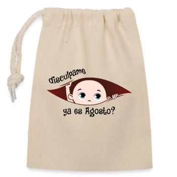 Disculpame Ya Es Agosto Bebé - Closable cotton gift bag (14x20cm) - nature - Front