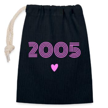 Née en 2005 fille - Sac cadeau en coton avec cordon (14 x 20 cm) - bleu marine - Devant