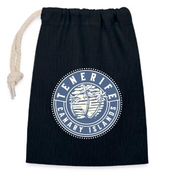Tenerife Îles Canaries Coucher de soleil - Sac cadeau en coton avec cordon (14 x 20 cm) - bleu marine - Devant