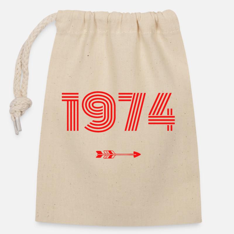 Né en 1974 - Sac cadeau en coton avec cordon (14 x 20 cm) - nature