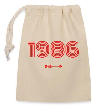 Né en 1986 - Sac cadeau en coton avec cordon (14 x 20 cm) - nature - Devant