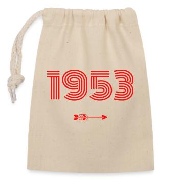 Born in 1953 - Closable cotton gift bag (14x20cm) - nature - Front