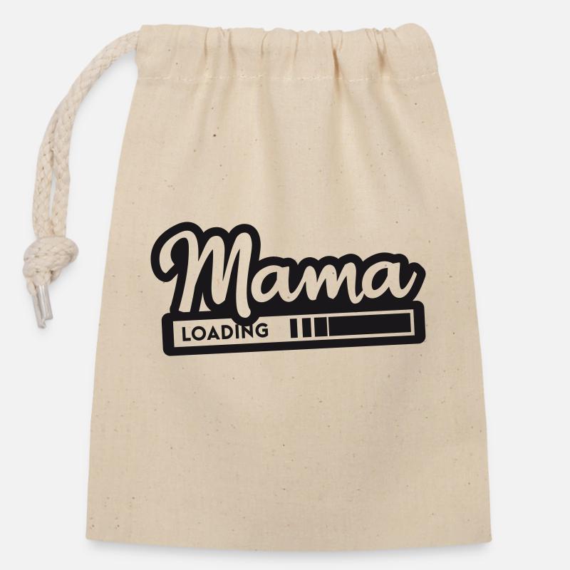 Mama loading - Closable cotton gift bag (14x20cm) - nature