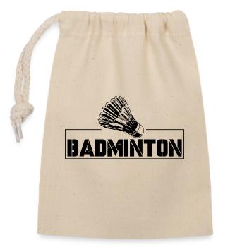 badminton - Closable cotton gift bag (14x20cm) - nature - Front