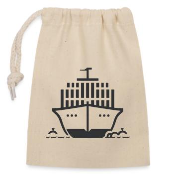 Kreuzfahrtschiff - Verschließbarer Geschenkbeutel aus Baumwolle (14x20cm) - Natur - Vorne