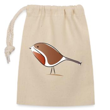 rotkehlchen bird - Verschließbarer Geschenkbeutel aus Baumwolle (14x20cm) - Natur - Vorne