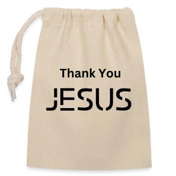 Thank You - Closable cotton gift bag (14x20cm) - nature - Front