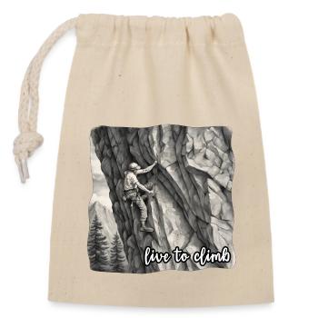 Escalade / Paroi rocheuse / Montagne / Montagne / Plein air / Courage - Sac cadeau en coton avec cordon (14 x 20 cm) - nature - Devant