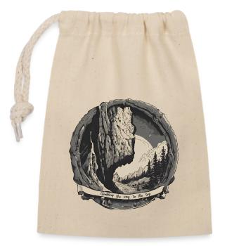 Escalade / Paroi rocheuse / Montagne / Montagne / Plein air / Courage - Sac cadeau en coton avec cordon (14 x 20 cm) - nature - Devant