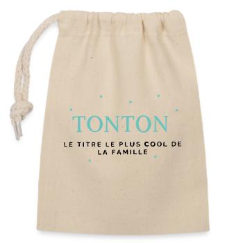 TONTON LE TITRE LE PLUS COOL DE LA FAMILLE - Sac cadeau en coton avec cordon (14 x 20 cm) - nature - Devant